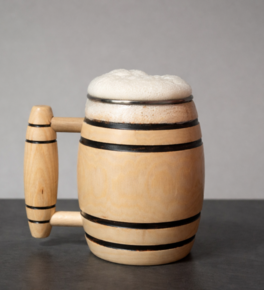 Chope bière en bois - Fabrication artisanale - Tonnellerie Manceau