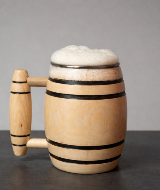 Chope bière en bois - Fabrication artisanale - Tonnellerie Manceau